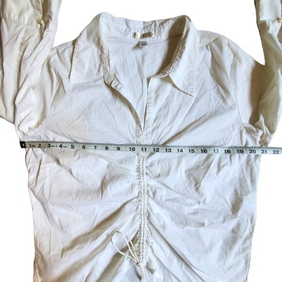 Old Navy Stretch white 3/4 sleeve collared tie front top sz XL - Picture 9 of 12
